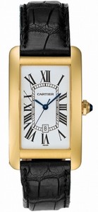 Cartier Automatic 18kt Yellow Gold Silver Dial Crocodile Brown Leather Band Watch #W2603156 (Men Watch)