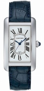 Cartier Automatic 18kt White Gold Silver Dial Crocodile Leather Black Band Watch #W2603256 (Men Watch)