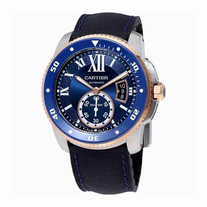 Cartier Automatic Dial color Blue with Roman Numerals and Rose Gold Hands Watch # W2CA0008 (Men Watch)