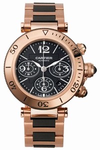 Cartier Calibre 8630 Automatic 18kt Rose Gold Black With Date Between 4 And 5 Dial 18k Rose Gold With Black Rubber Central Links Band Watch #W301980M (Men Watch)