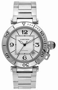 Cartier Calibre 049 Automatic Stainless Steel Silver With Black Arabic Numerals And Date Between 4 And 5 Dial Brushed Stainless Steel Band Watch #W31080M7 (Men Watch)