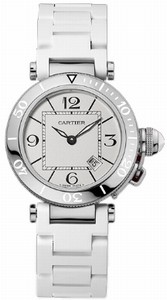 Cartier Quartz Stainless Steel Silver Dial White Rubber Band Watch #W3140002 (Women Watch)