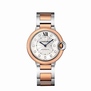 Cartier Automatic Diamond Dial 18k Rose Gold and Stainless Steel Bracelet Watch # W3BB0007 (Women Watch)