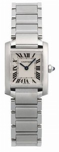 Cartier Calibre 057 Quartz Brushed And Polished Stainless Steel Silver Grained With Roman Numerals Dial Brushed And Polished Stainless Steel Band Watch #W51008Q3 (Women Watch)
