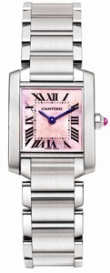 Cartier Calibre 057 Quartz Brushed And Polished Stainless Steel Pink Mother Of Pearl With Roman Numerals Dial Brushed And Polished Stainless Steel Band Watch #W51028Q3 (Women Watch)