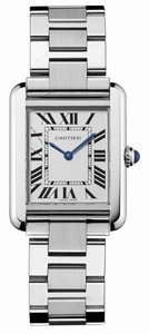 Cartier Calibre 157 Quartz Polished Stainless Steel Silver Roman Numeral Opaline With Blued Steel Hands Dial Brushed And Polished Stainless Steel Band Watch #W5200014 (Men Watch)