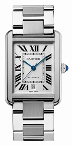 Cartier Self Winding Automatic with Caliber Cartier 049 Stainless Steel Silver Opaline With Roman Numerals Dial Brushed And Polished Stainless Steel Band Watch #W5200028 (Men Watch)