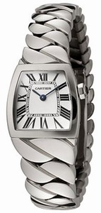 Cartier Calibre 059 Quartz Polished Stainless Steel Silver Guilloche Sunray With Roman Numerals Dial Polished Stainless Steel Band Watch #W660012I (Women Watch)