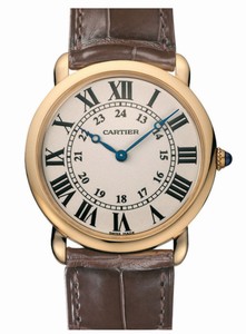 Cartier Automatic 18kt Rose Gold Silver Dial Crocodile Brown Leather Band Watch #W6800251 (Men Watch)