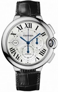 Cartier Automatic 18kt White Gold Silver Dial Crocodile Black Leather Band Watch #W6920005 (Men Watch)