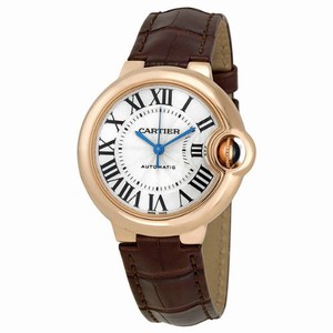 Cartier Automatic 18kt Rose Gold Silver Dial Alligator/crocodile Leather Brown Band Watch #W6920069 ( Watch)