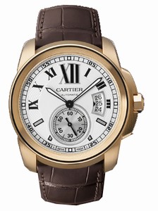 Cartier Automatic 27 Jewels, Calibre 1904-PS MC with Approx. 48Hr Power Reserve 18kt Rose Gold - Polished Silver With Black Roman Numerals And 60 Min. Scale On Outer Ring, Date At 3 And Large Seconds Sub- At 6 Dial Alligator Leather - Brown Band Watch #W7