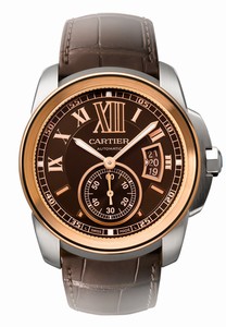 Cartier Automatic 27 Jewels, Calibre 1904-PS MC with Approx. 48Hr Power Reserve 18kt Rose Gold And Stainless Steel - Brushed And Polished Chocolate Colored Dial Alligator Leather - Brown Band Watch #W7100051 (Men Watch)