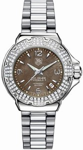 TAG Heuer Formula 1 Quartz Brown Mother of Pearl Dial Diamond Bezel Stainless Steel Watch # WAC1217.BA0852 (Women Watch)