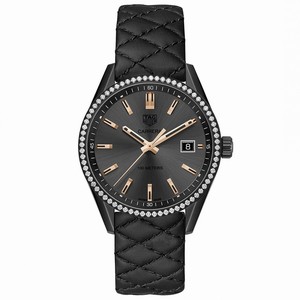 TAG Heuer Carrera Quartz Date Diamond Bezel Black Leather Watch# WAR1115.FC6392 (Women Watch)