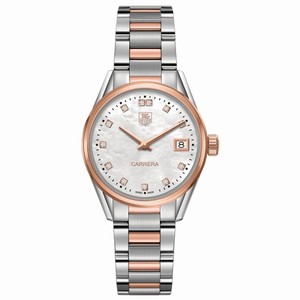 TAG Heuer Carrera Quartz Mother of Pearl Diamond Dial Date 18K Rose Gold and Stainless Steel Watch# WAR1352.BD0779 (Women Watch)