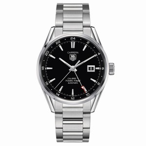 TAG Heuer Carrera Automatic Calibre 7 Twin Time Black Dial Stainless Steel Watch #WAR2010.BA0723 (Men Watch)