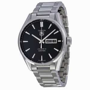 TAG Heuer Carrera Automatic Calibre 5 Black Opalin Dial Day Date Stainless Steel Watch #WAR201A.BA0723 (Men Watch)