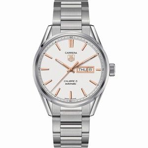 TAG Heuer Carrera Automatic Calibre 5 Silver Opalin Dial Day Date Stainless Steel Watch #WAR201D.BA0723 (Men Watch)