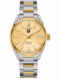 TAG Heuer Carrera Automatic Calibre 5 Champagne Dial Date Stainless Steel and Gold Watch #WAR215A.BD0783 (Men Watch)