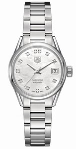 TAG Heuer Carrera Automatic Calibre 9 Mother of Pearl Diamond Dial Stainless Steel Watch# WAR2414.BA0770 (Women Watch)