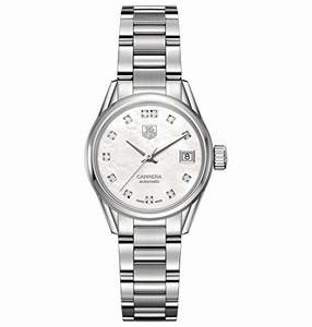TAG Heuer Carrera Automatic Calibre 9 Mother of Pearl Diamond Dial Stainless Steel Watch# WAR2414.BA0776 (Women Watch)