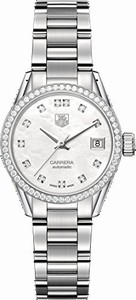 TAG Heuer Carrera Automatic Calibre 9 Diamond Dial Diamond Bezel Stainless Steel Watch# WAR2415.BA0776 (Women Watch)