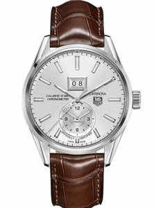 TAG Heuer Automatic Calibre 8 Silver Dial Stainless Steel Case With Brown Leather Strap Watch #WAR5011.FC6291 (Men Watch)