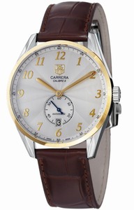 TAG Heuer Carrera Automatic Small Second Hand Date 18k Yellow Gold Bezel Brown Leather Watch #WAS2150.FC6181 (Men Watch)