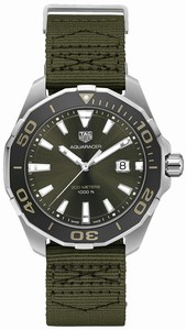 TAG Heuer Aquaracer Quartz Analog Date Khaki Textile Strap Watch# WAY101E.FC8222 (Men Watch)