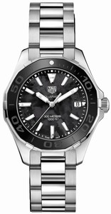 TAG Heuer Aquaracer Quartz Black Mother of Pearl Dial Date Stainless Steel Watch# WAY131K.BA0748 (Women Watch)