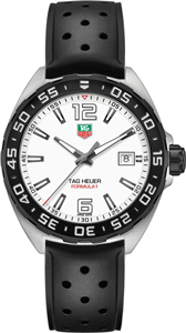 TAG Heuer Formula 1 Quartz White Dial Date Black Rubber Watch# WAZ1111.FT8023 (Men Watch)