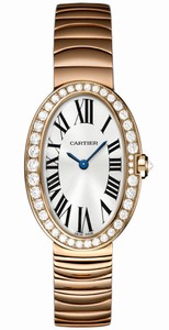 Cartier Quartz 18kt Rose Gold Silver Dial 18kt Rose Gold Polished Band Watch #WB520002 (Women Watch)