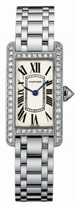 Cartier Swiss Calibre 157 Quartz Solid 18k White Gold, Polished Silver Roman Numeral With Blued Steel Hands Dial Solid 18k White Gold, Polished Band Watch #WB7073L1 (Women Watch)