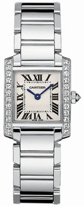 Cartier Quartz 18kt White Gold Silver Dial Brown Crocodile Leather With 18k Gold Buckle Band Watch #WE1002S3 (Women Watch)