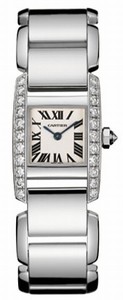 Cartier Battery Operated Quartz 18k White Gold Silver Dial With Sword-shaped Hands Dial 18k White Gold Band Watch #WE70039H (Women Watch)