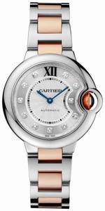 Cartier Calibre 057 Quartz Polished Stainless Steel Silver With Diamond Hour Markers Dial 18kt Rose Gold With Stainless Steel Polished Band Watch #WE902044 (Women Watch)