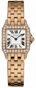Cartier Calibre 157 Quartz 18k Rose Gold Silver With Roman Numerals Dial 18k Rose Gold Band Watch #WF9008Z8 (Women Watch)