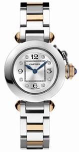 Cartier Quartz Caliber 157 Stainless Steel Silver Sunray Set With 8 Diamond Hour Markers Dial 18k Rose Gold With Stainless Steel Band Watch #WJ124020 (Women Watch)