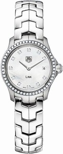 TAG Heuer Link Quartz Mother of Pearl Diamond Dial Diamond Bezel Stainless Steel Watch # WJF1417.BA0589 (Women Watch)