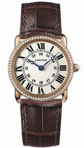 Cartier Quartz 18kt Rose Gold Silver Dial Alligator/crocodile Leather Brown Band Watch #WR000351 (Women Watch)