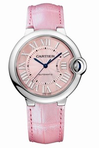 Cartier Automatic Roman Numerals Dial Pink Leather Watch # WSBB0007 (Women Watch)