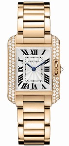 Cartier Quartz 18kt Rose Gold Silver Dial 18kt Rose Gold Polished Band Watch #WT100002 (Women Watch)