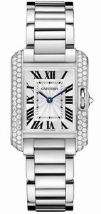 Cartier Quartz 18kt White Gold Silver Dial 18kt White Gold Polished Band Watch #WT100008 (Women Watch)