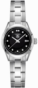TAG Heuer Carrera Quartz Black Diamond Dial Date Stainless Steel Watch #WV1410.BA0793 (Women Watch)