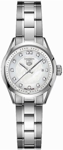 TAG Heuer Carrera Quartz White Mother of Pearl Diamond Dial Stainless Steel Watch #WV1411.BA0793 (Women Watch)