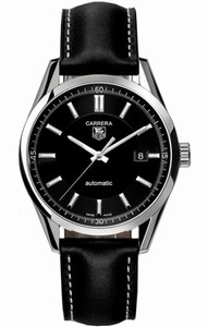 TAG Heuer Carrera Automatic Black Dial Date Black Leather Watch # WV211B.FC6202 (Men Watch)