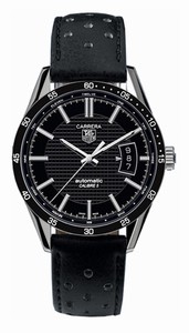 TAG Heuer Automatic Calibre 5 Black Dial Stainless Steel Case With Black Leather Strap Watch #WV211M.FC6182 (Men Watch)