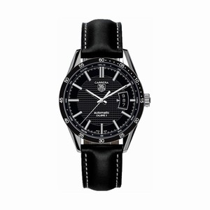 TAG Heuer Automatic Calibre 5 Black Dial Stainless Steel Case With Black Leather Strap Watch #WV211M.FC6202 (Men Watch)